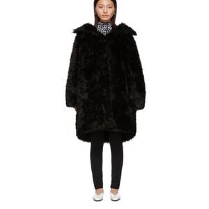 Balenciaga Black Faux Fur Swing Coat